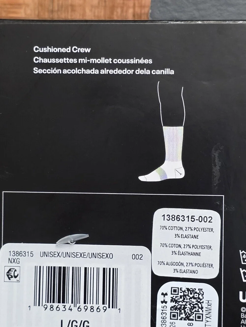 Under Armour Black Crew Athletic Socks with White Logo (6 Pack)